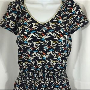 Suncoo Bird Print Dress with Pockets